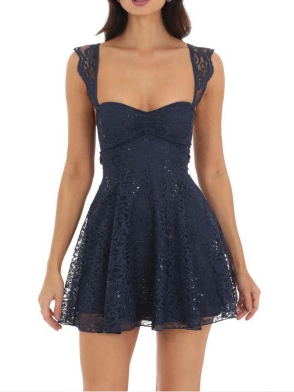 Lucy In The Sky Navy Lace Fit & Flare Mini Dress